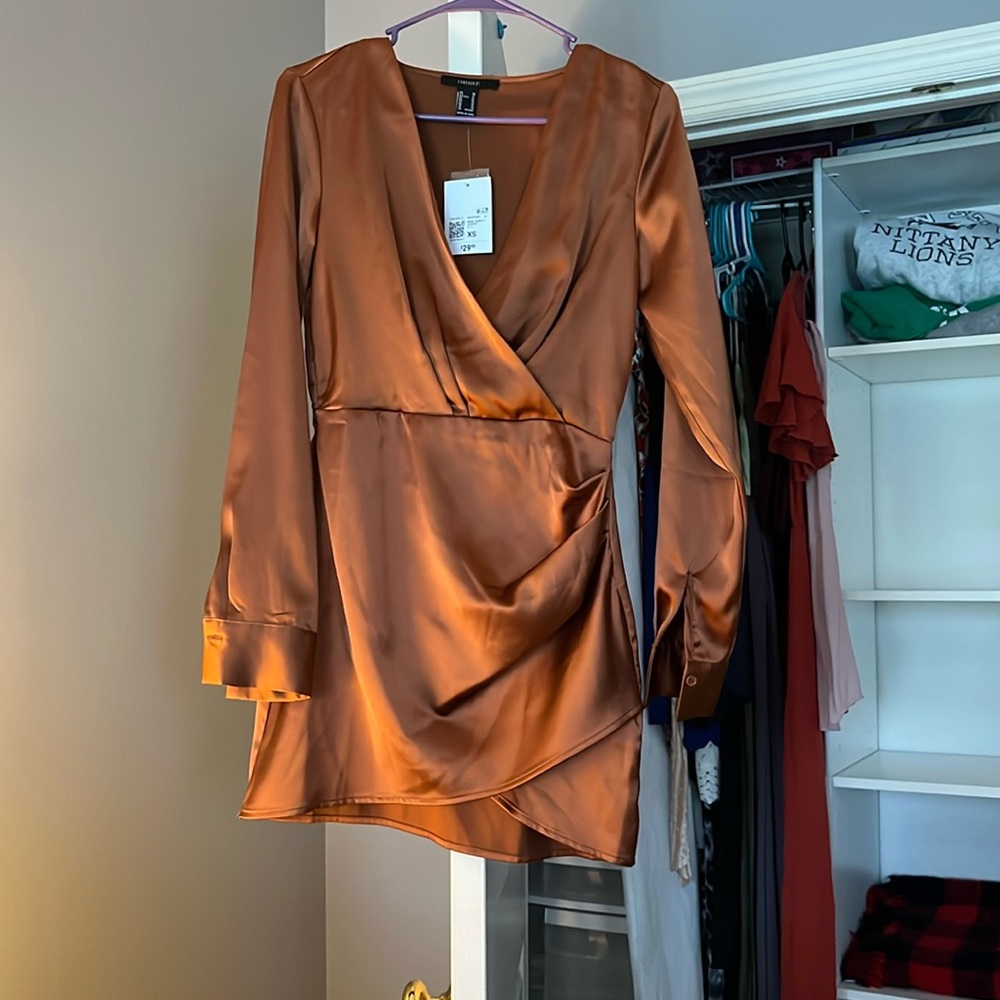 FOREVER 21 COPPER WEDDING GUEST DRESS